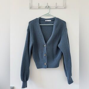 ZARA Blue V-Neck Cardigan S